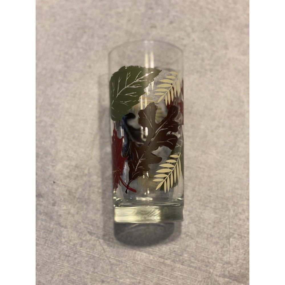 4 Vintage Libbey Fall/Autumn  Leaves 6" Glass Tumblers